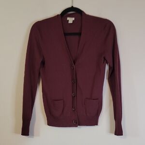 Women's Burgundy Cardigan Sweater J. Crew